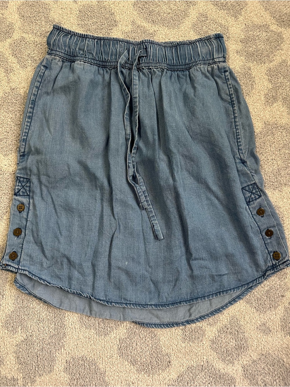 C&C California Denim-Style High-Low Drawstring Skirt in Light Blue